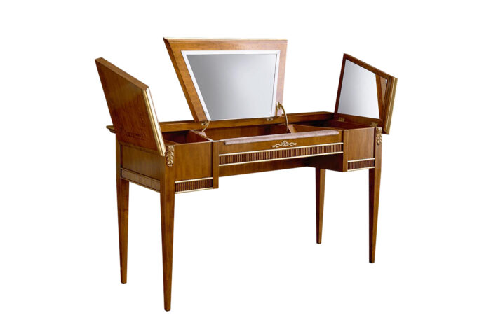 15.05GOLD - Toilette da camera con piano apribile con intarsi, specchio e luci led - immagine 2