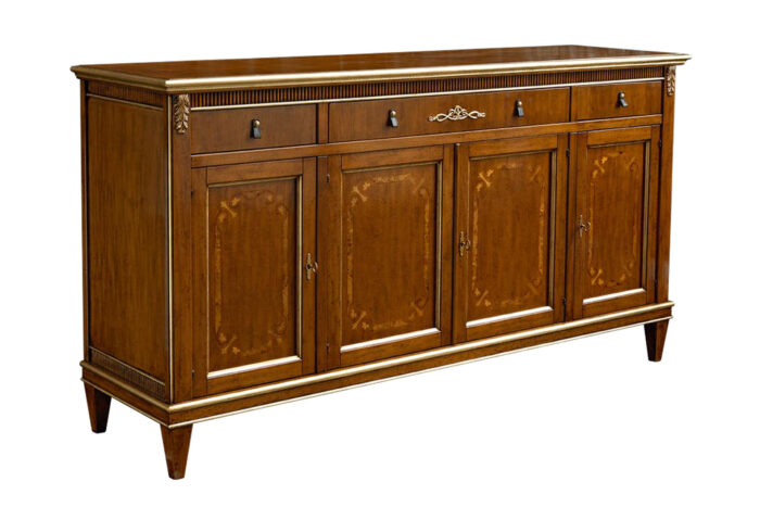 23.33GOLD - Credenza con intarsio su piano e sulle quattro ante, con tre cassetti con chiusura ammortizzata
