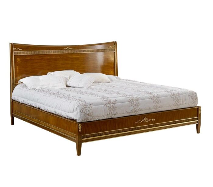 42.08GOLD - Letto matrimoniale con testiera in legno con intarsio