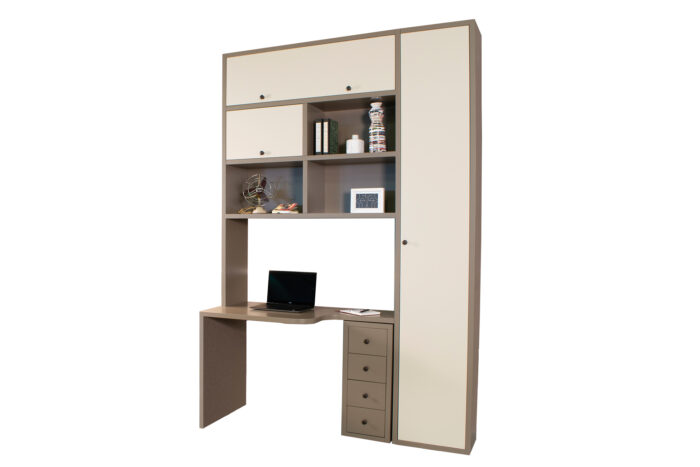 21.58 - Mobile Office: Libreria a ponte, scrivania e cassettiera