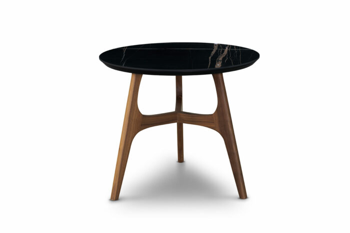 11.83 - Tavolino rotondo in legno di Noce Canaletto, il piano gres è disponibile in vari effetti. - immagine 2