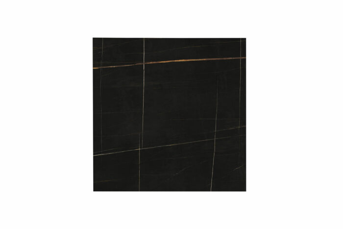 22.94 - Tavolino quadrato top in legno di Noce Canaletto e struttura centrale in finitura metallizzata dalla particolare forma geometrica. - immagine 6