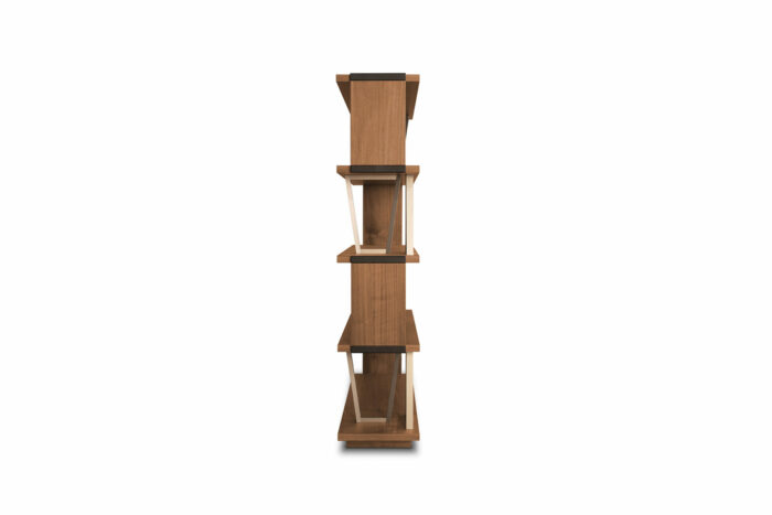 24.32 - Libreria in legno di Noce Canaletto 
da Cm 135, con particolari elementi 
geometrici in finitura metallica. - immagine 3