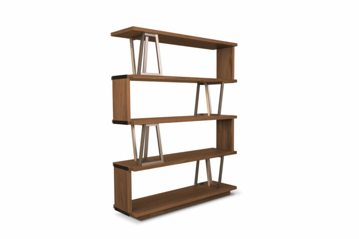 24.32 - Libreria in legno di Noce Canaletto 
da Cm 135, con particolari elementi 
geometrici in finitura metallica. - immagine 4