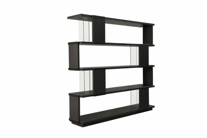 24.33 - Libreria in legno di Frassino colore Antracite da Cm 185, con vetri incastonati nella struttura. - immagine 3